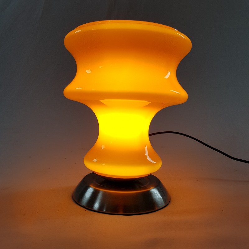 Lampe à poser Glorieta - opaline orange et tissu vintage