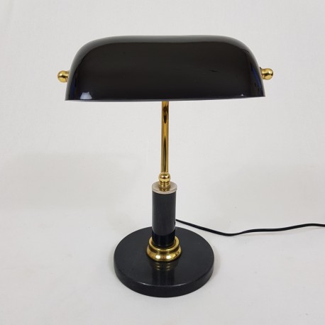 Lampe de bureau avec socle en pierre et opaline noire