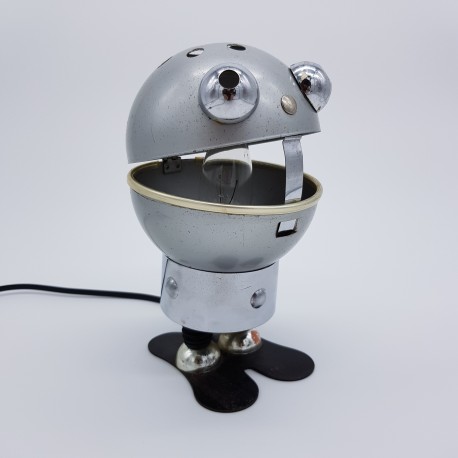 Lampe de chevet ambiance space age vintage robot métal Setco