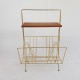 Porte revue acier doré et bois vintage
