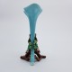 Vase Soliflore bouquetiere tulipier barbotine decor arum et fleurs