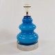 Pied de lampe vintage opaline bleue et aluminium vintage