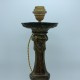 Pied de lampe Bronze laiton doré ancien pique cierge église XIXe candélabre
