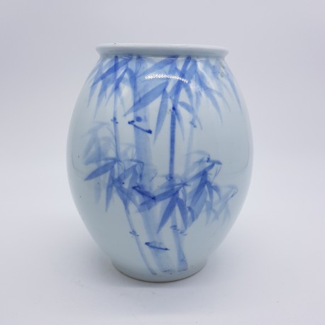 Vase ancien décor de bambou céramique blanche Chine ? Japon ?