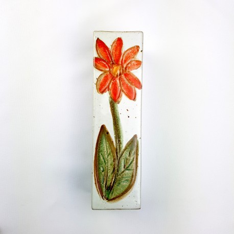 Vase carré céramique à motif de fleur vintage