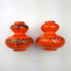 Paire de vases orange ceramique orange Fat Lava Era