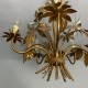 Lustre 5 feux en métal doré  épis de fleurs DLG Bagues Paris Hollywood Regency