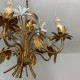 Lustre 5 feux en métal doré  épis de fleurs DLG Bagues Paris Hollywood Regency