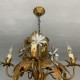 Lustre 5 feux en métal doré  épis de fleurs DLG Bagues Paris Hollywood Regency