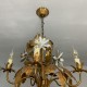 Lustre 5 feux en métal doré  épis de fleurs DLG Bagues Paris Hollywood Regency