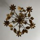 Lustre 5 feux en métal doré  épis de fleurs DLG Bagues Paris Hollywood Regency