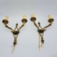 Paire d'appliques style empire en bronze doré décor au cygne
