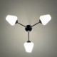 Lustre 3 feux noir mat doré et opaline style 60 70 vintage