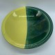 Plat de service coupe saladier céramique bicolore jaune vert vintage