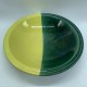 Plat de service coupe saladier céramique bicolore jaune vert vintage