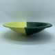 Plat de service coupe saladier céramique bicolore jaune vert vintage