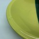 Plat de service coupe saladier céramique bicolore jaune vert vintage