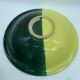 Plat de service coupe saladier céramique bicolore jaune vert vintage