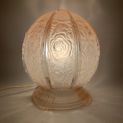 Pied de lampe boule Art Déco Rose Verre dépoli