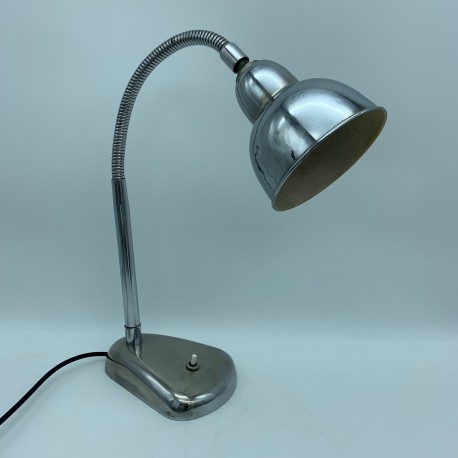 Lampe de bureau industrielle flexible metal alu chromé 1950 no Jielde Gras