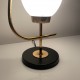 Lampe de table arlus acier doré et noir mat globe opaline mat DLG lunel vintage