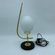 Lampe de table arlus acier doré et noir mat globe opaline mat DLG lunel vintage