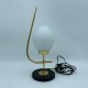 Lampe de table arlus acier doré et noir mat globe opaline mat DLG lunel vintage