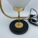 Lampe de table arlus acier doré et noir mat globe opaline mat DLG lunel vintage