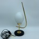 Lampe de table arlus acier doré et noir mat globe opaline mat DLG lunel vintage