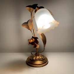 Lampe fleur doré itale vintage style Jansen Hans Kogl