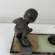 Sculpture Sujet en régule Uriano Ugo Cipriani Enfant et le cygne