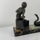 Sculpture Sujet en régule Uriano Ugo Cipriani Enfant et le cygne