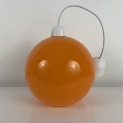 Globe Suspension en opaline orange vintage design diamètre 25 cms