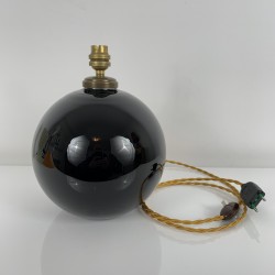 Pied de lampe Boule opaline noire DLG Jacques Adnet Art Deco