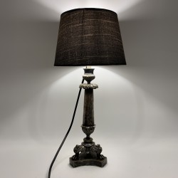 Lampe bougeoir empire en bronze argenté