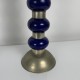 Paire de lampes en céramique bleue et métal décor boule vintage 1970 1980
