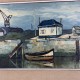 Peinture Huile sur toile au couteau Region Nantes Port Bateau