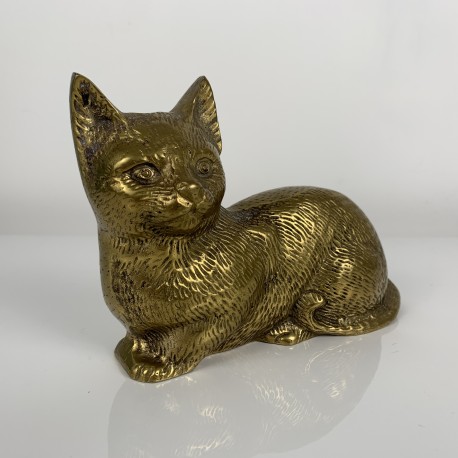 Chat en laiton vintage sujet scupture figurine statuette