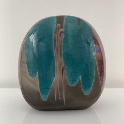 Vase lenticulaire Tony Evans Californie vers 1980 céramique Raku