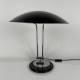 Lampe de bureau en métal chromé et peinture noir Aluminor vintage