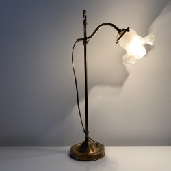 Lampe de bureau  style 1900 notaire laiton doré verre systeme monte baisse