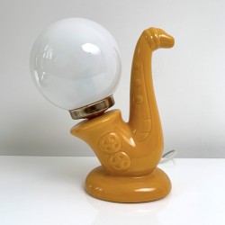 Lampe saxophone vintage céramique jaune boule opaline 1970 1980