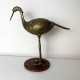 Sculpture sujet vintage oiseau heron en laiton