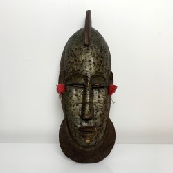 Masque africain Marka du Mali bois scuplté et feuilles de laiton