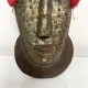 Masque africain Marka du Mali bois scuplté et feuilles de laiton