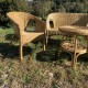 Salon 4 pieces en rotin banquette fauteuils table