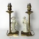 Paire lampes laiton doré et céramique personnage genre capodimonte