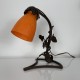 Lampe de bureau table art nouveau fer forgé tulipe orange