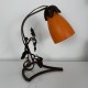 Lampe de bureau table art nouveau fer forgé tulipe orange