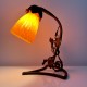 Lampe de bureau table art nouveau fer forgé tulipe orange